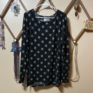 Lucky Brand Black and Gray Star Sweater